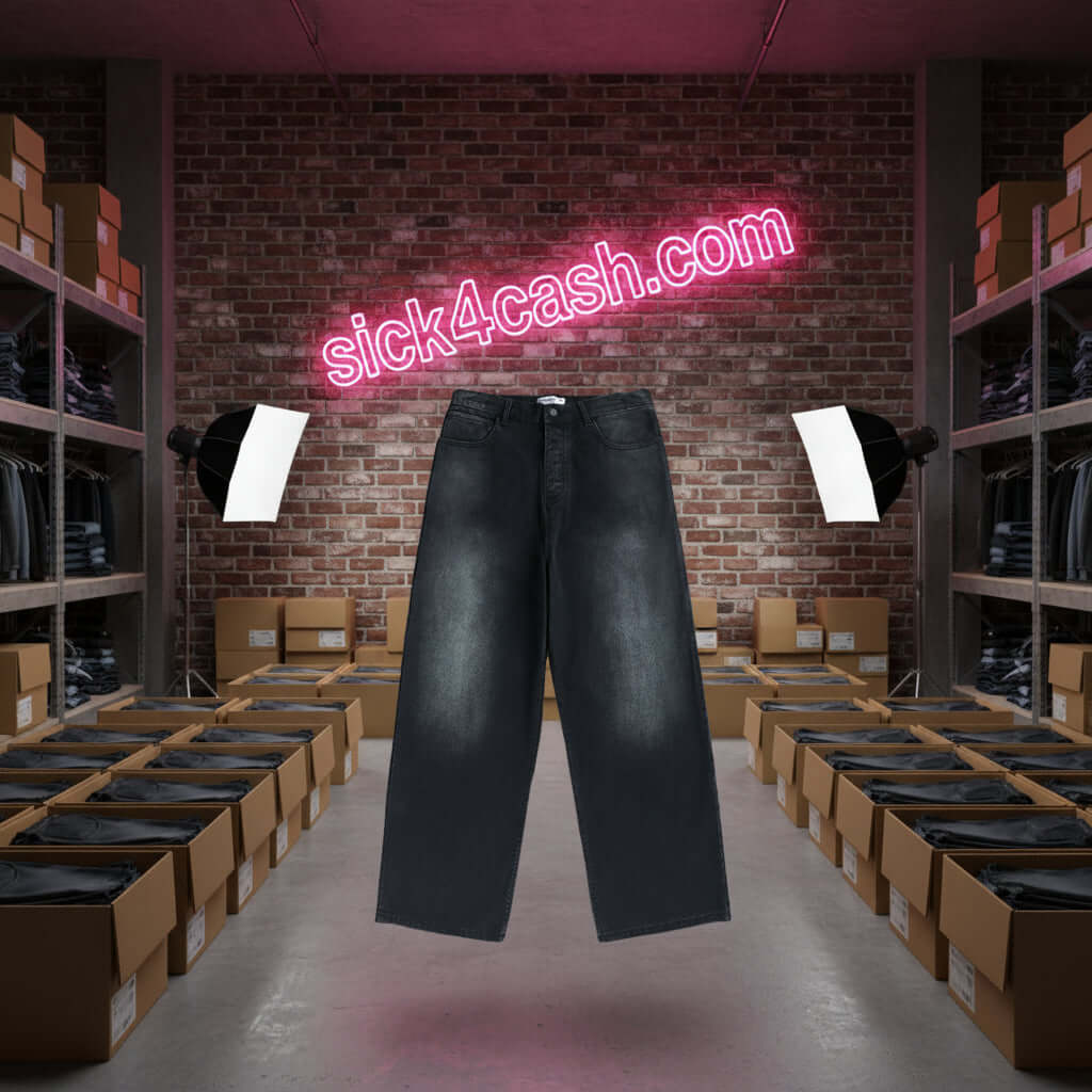 Black Grey Straight Leg Jeans Unisex - Loose Fit Denim Streetwear Pants