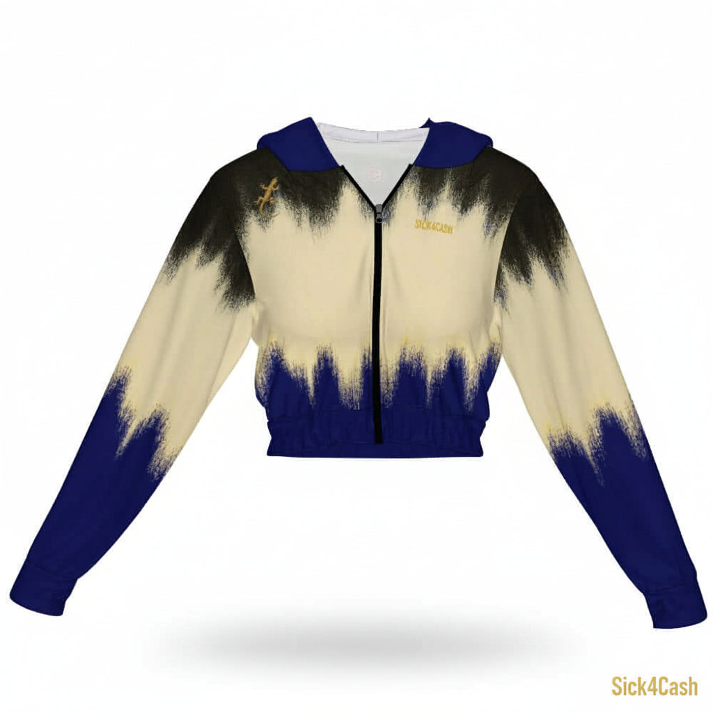 SICK4CASH — Premium Cotton Color Women's Chiffon Cropped Jacket zipper coat