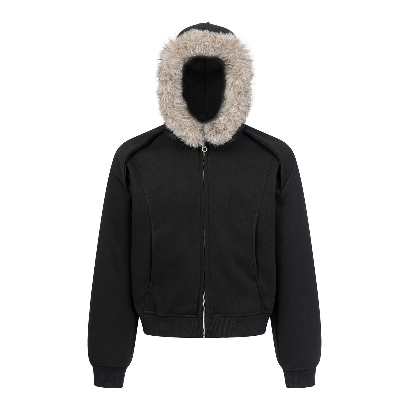 Trendy Loose Urban Streetwear Patchwork Minimalist Zip-Up Hooded