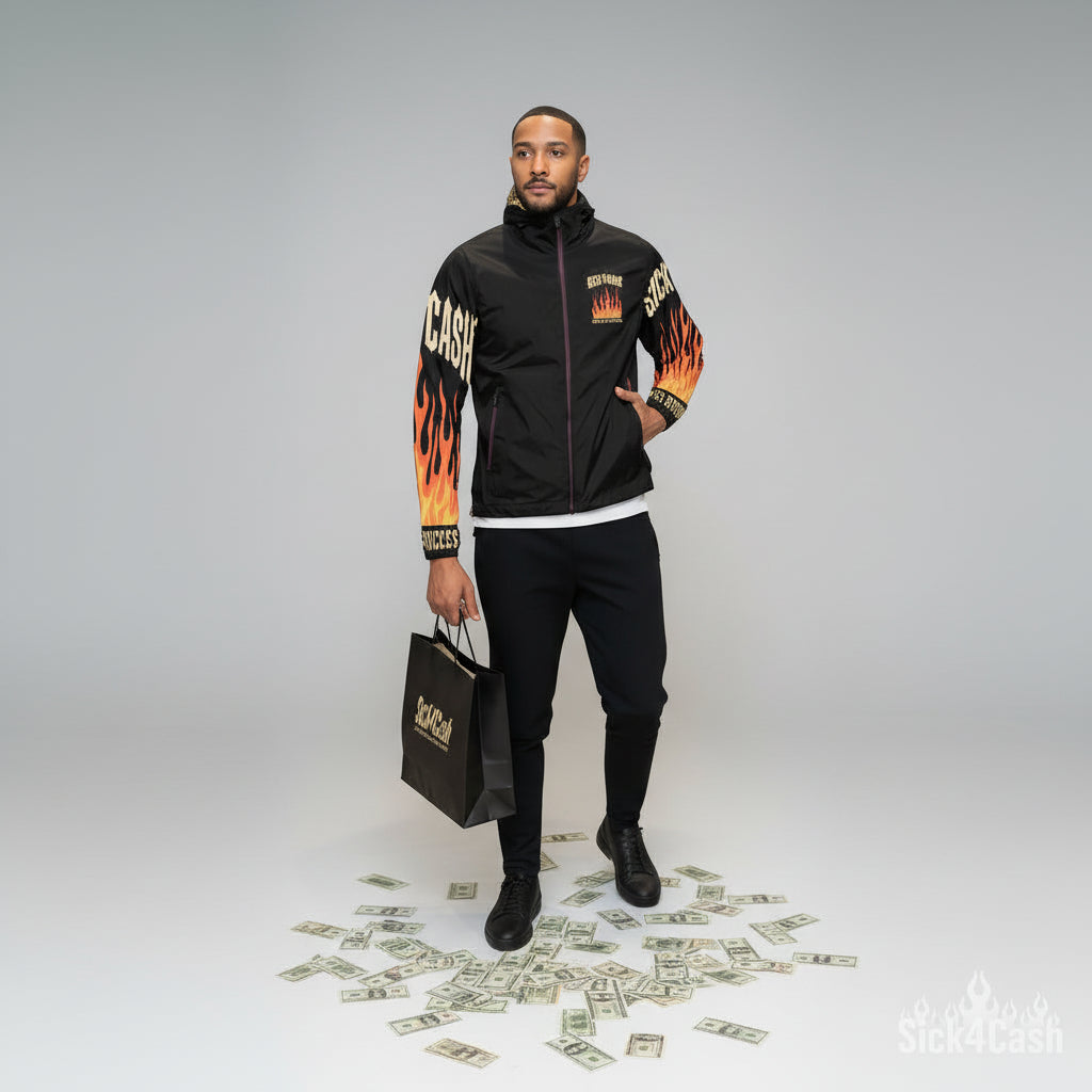 Sick4Cash All Over Print Hooded Windbreaker | Premium Unisex Streetwear