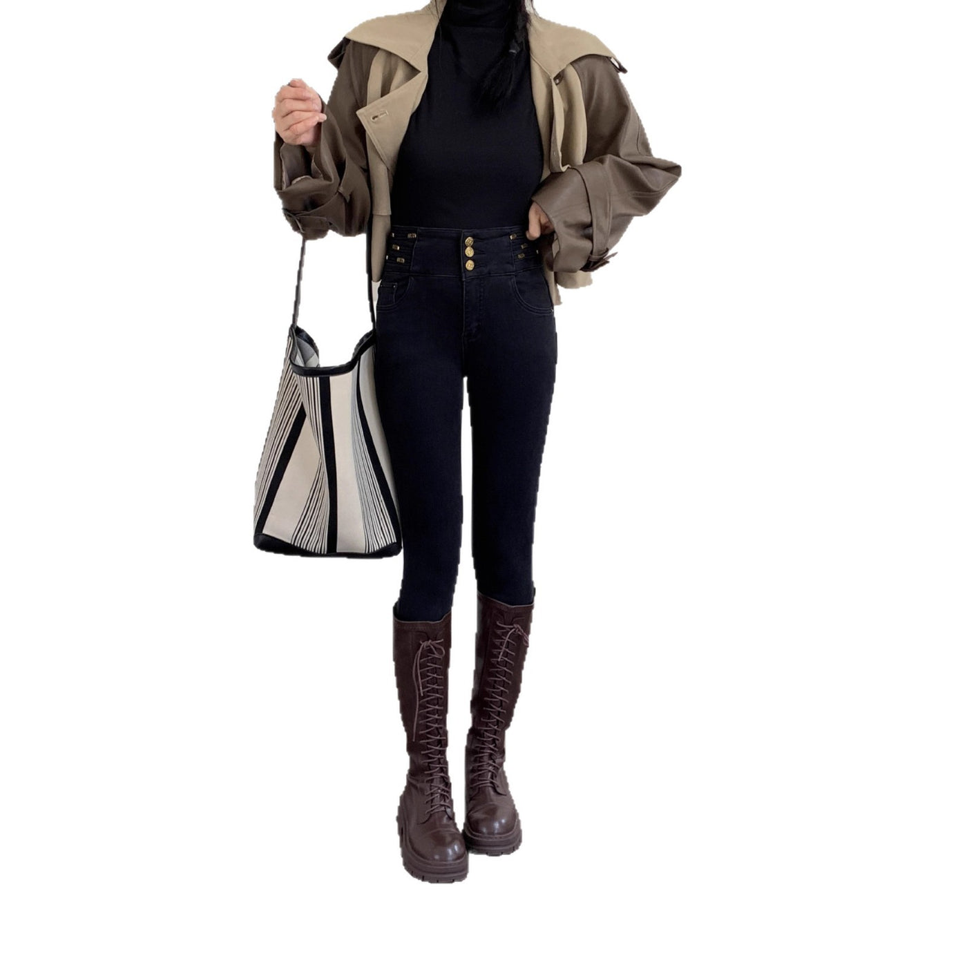 High-Waisted Stretch Denim Pants – Slimming, Hip-Lifting Skinny Fit for Women