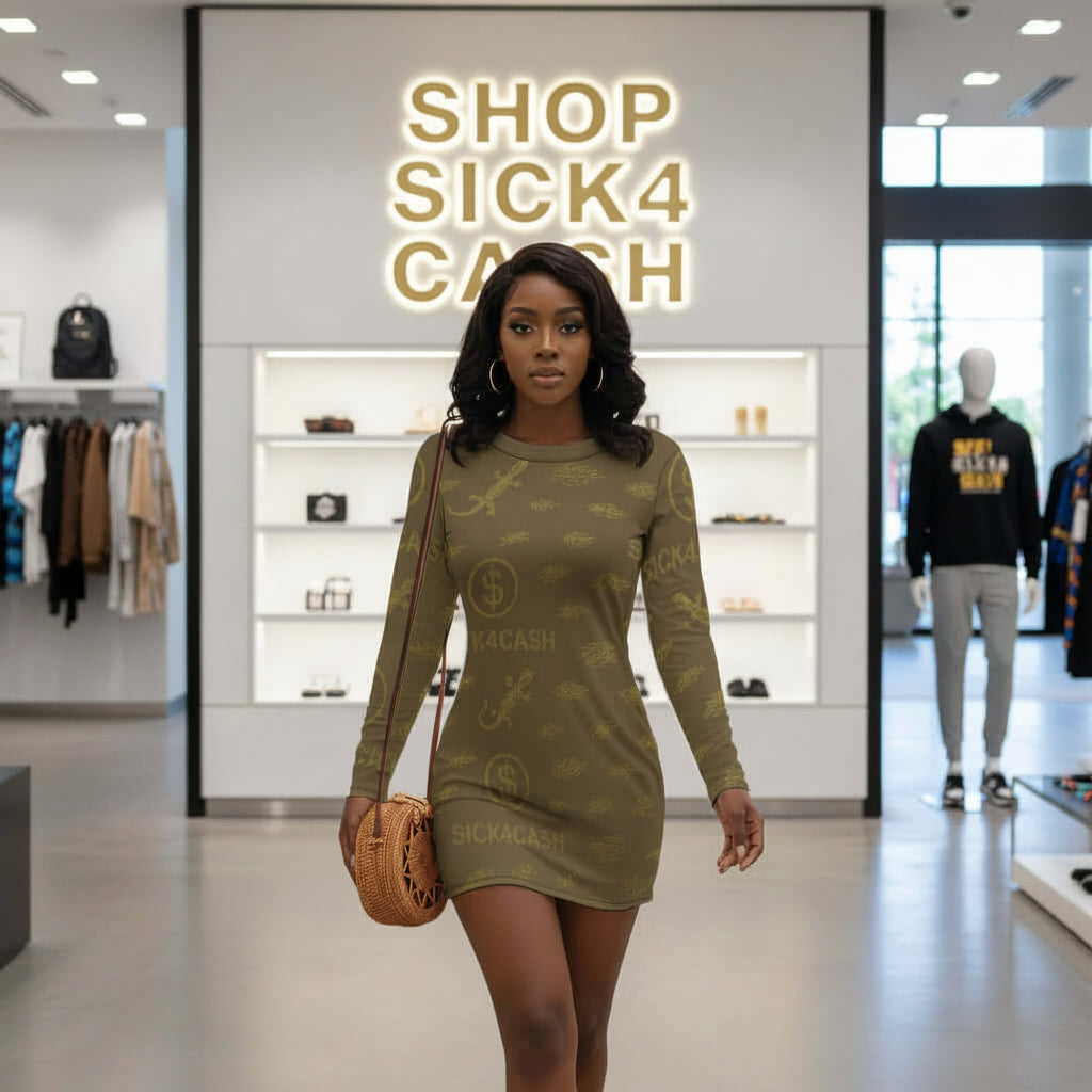 SICK4CASH Women's Casual Long Sleeve Dress
