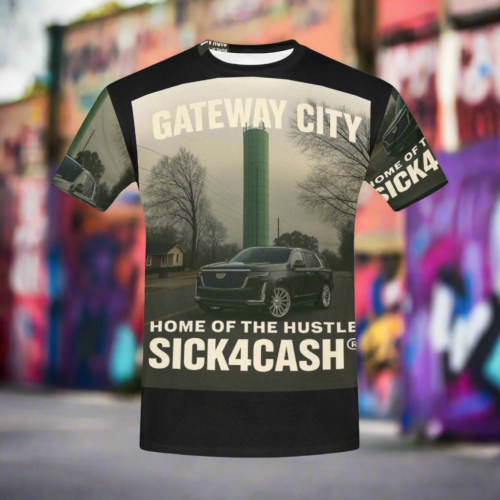 SICK4CASH® “QUE” All-Over Print Tee — Men’s Crew Neck