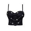 Women Rinestones and Diamond Lace Trim Bra