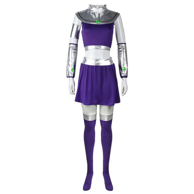 Starfire Cosplay Costume Women Disguise Dress Uniform Purple Skirts Tops Set Had Props Female Halloween Carnival Party Suit