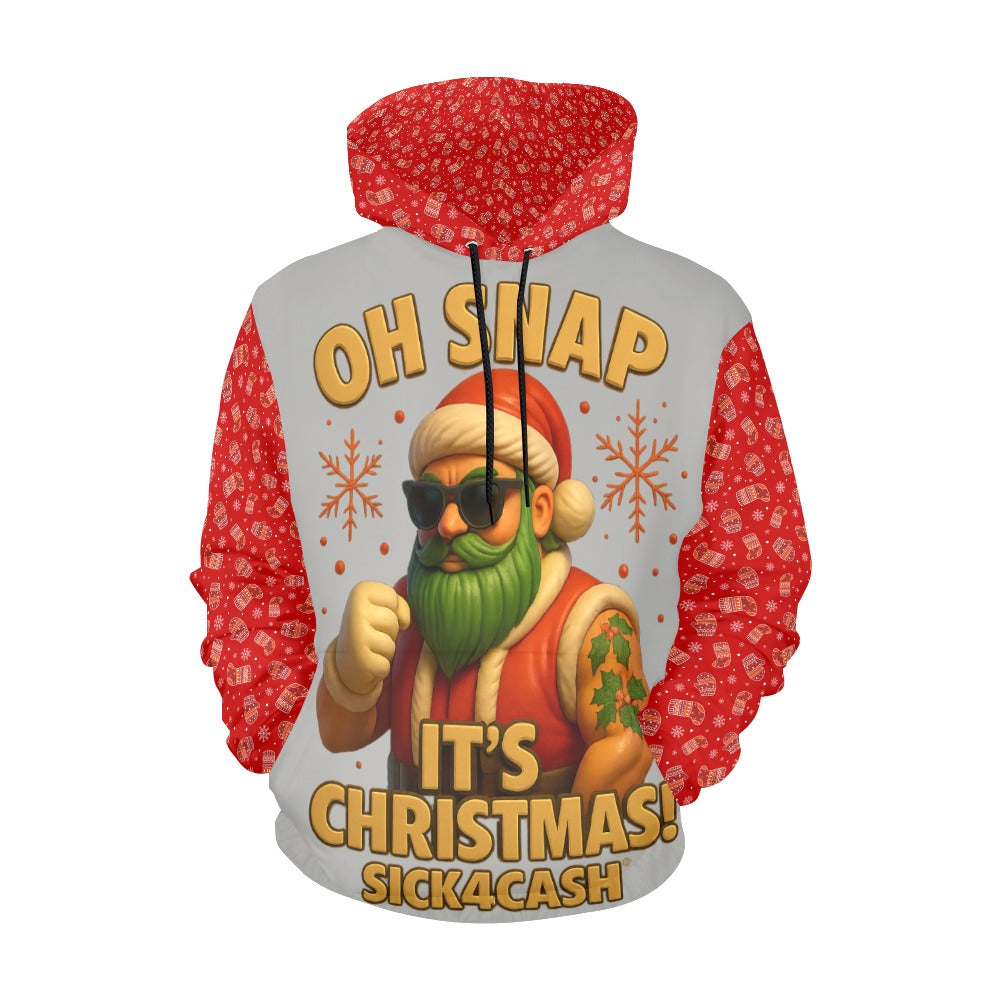 Christmas hoodie oh snap gray and red