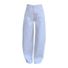 High-quality Pure Cotton White Denim Pants for Women,Loose Wide-leg Trousers with High Waist and Relaxed Fit Flare Long Pants