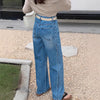 Straight Leg Jeans for Women Korean Style Pear-Shaped Body High Waist Slim Wide Leg Loose Long Pants
