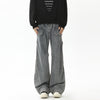Retro pleated washed denim jeans for men