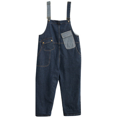 S4C Cowboy overalls cropped pants women's age reducing loose wide leg jumpsuit
