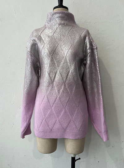 Hot Silver Checked Pullover Sweater