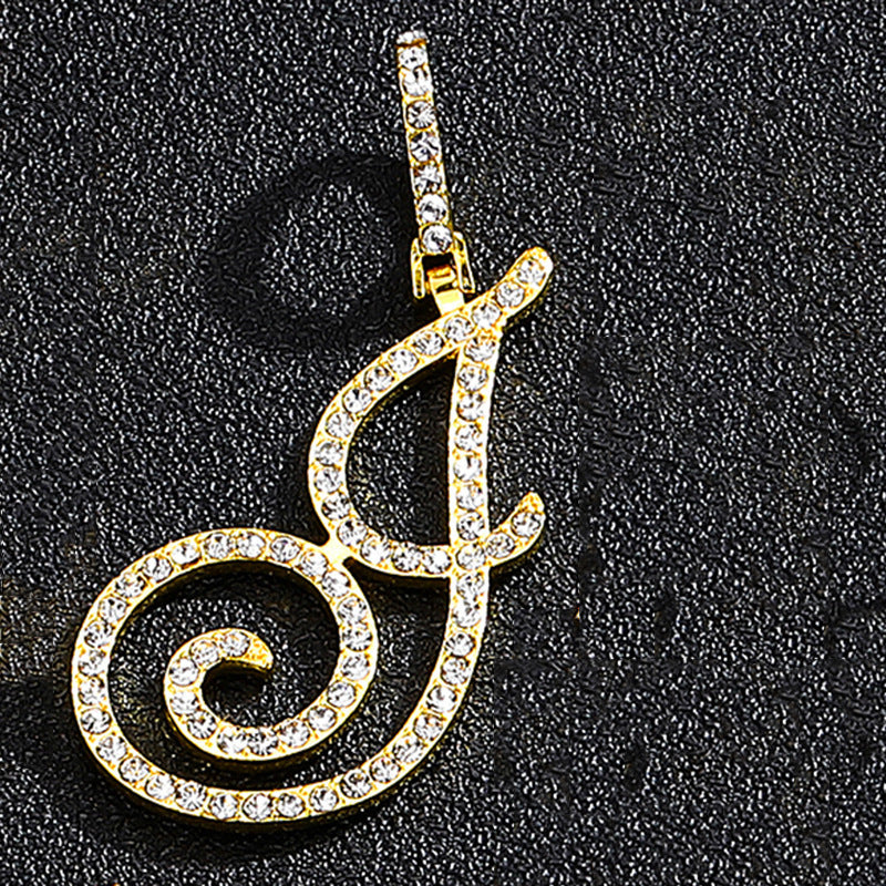 Hip Hop Grass Letter Pendant – Melon Seed Buckle Cuban Chain Accessory