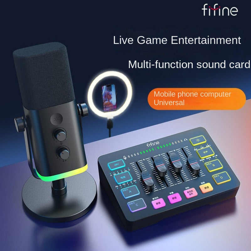 Fifine SC3 Streaming Kit – USB Sound Card + Microphone Full Set for Gaming, Karaoke & Desktop Recording