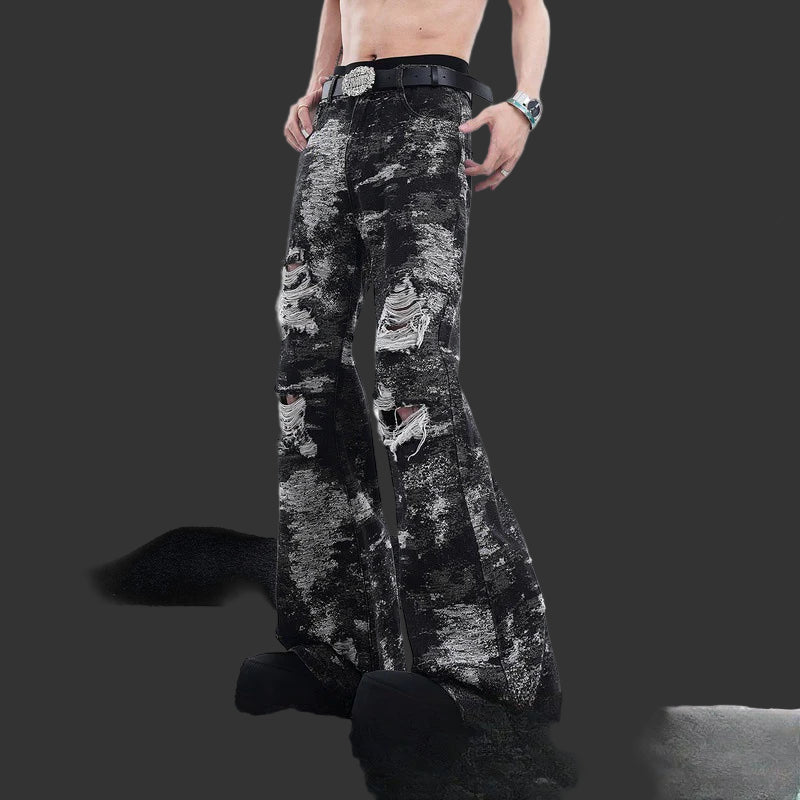 SICK4CASH® Blackout Drip" Distressed Jeans – Paint-Splashed Streetwear Statement