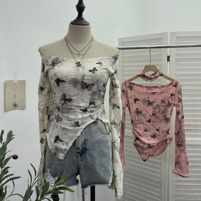 S4C Butterfly neck hanging long sleeved T-shirt top
