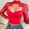 S4c Arrival Sexy  Low-Cut Top Elegant Fitted Lace Long-Sleeve Women's Dress