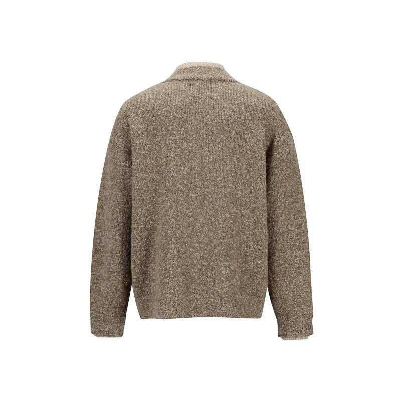 Henley Collar Design Unisex Lazy Style Casual Sweater