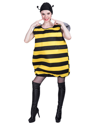 Halloween  yellow and black stripes sleeveless insect cute bee COS costume