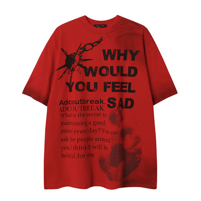 Street Letter Print Loose Heavy Work Short Sleeve T-Shirt Unisex