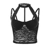 Lace hollow out spicy girl top with neck strap