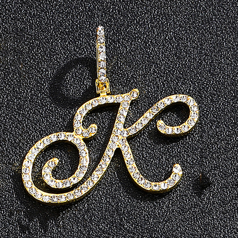 Hip Hop Grass Letter Pendant – Melon Seed Buckle Cuban Chain Accessory