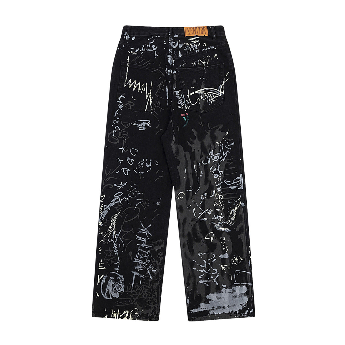 Men’s Graffiti Washed Denim Jeans – Streetwear with Attitude