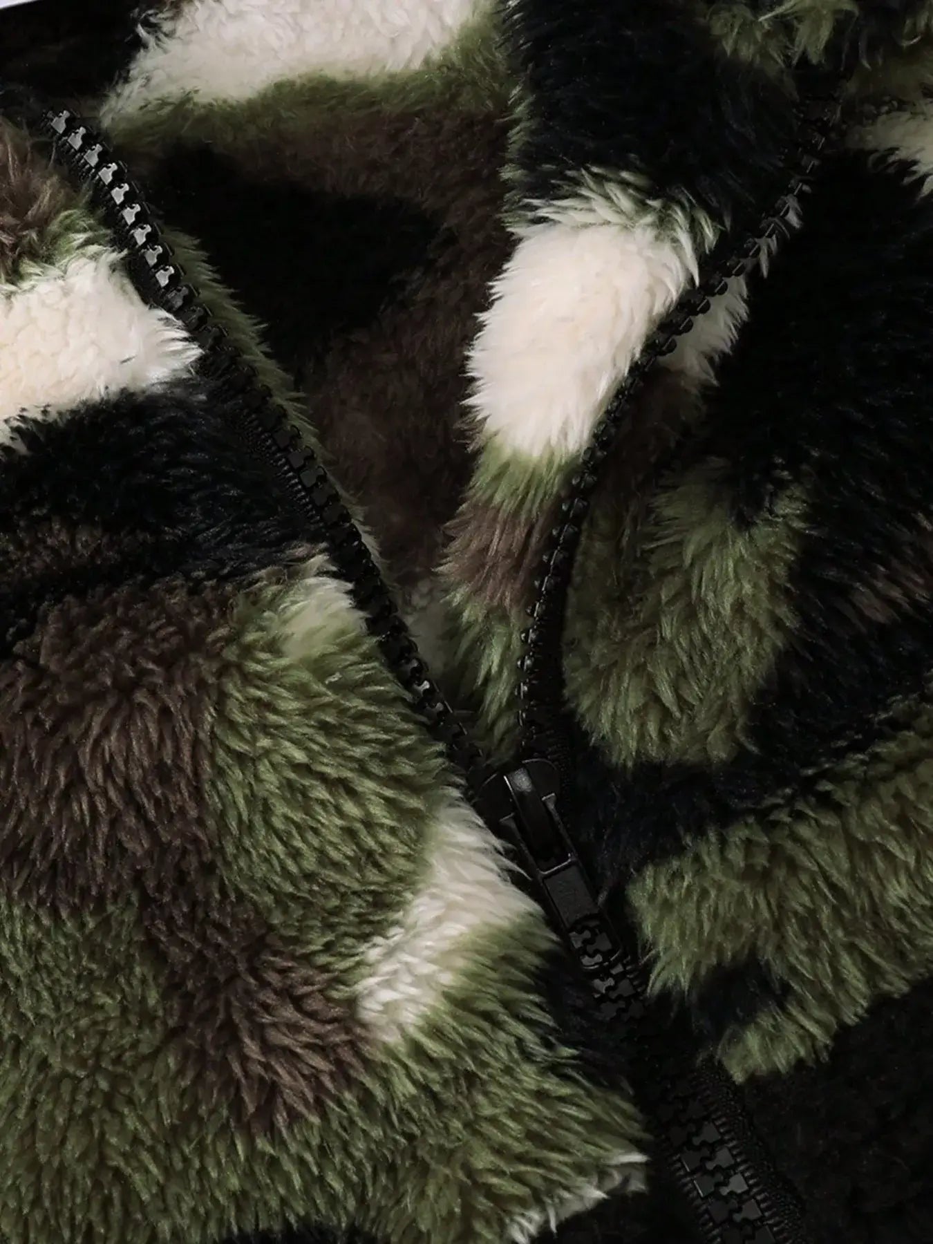 Children's Camouflage Plush Hooded Jacket featuring a cozy texture and zipper detail.