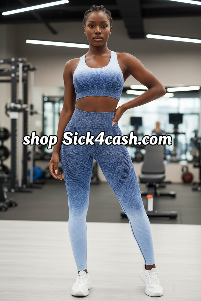 Woman blue and  gray Workout set