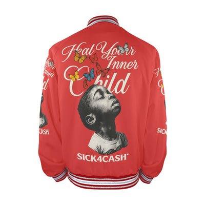 Red jacket with face