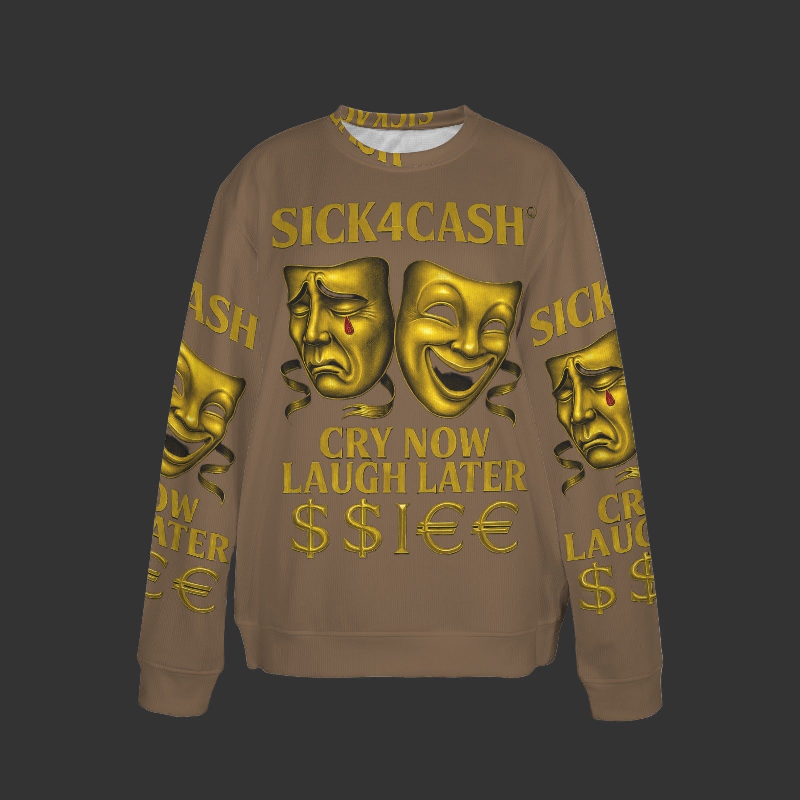 🧥 SICK4CASH® Legacy CRY NOW LAUGH LATER Sweater (Unisex | S–XL) This isn’t just a sweater—it’s a wearable archive. A tribute to the grind, the bloodline, and the payout. Upload your family photo, embed your legacy, and wear the movement.
