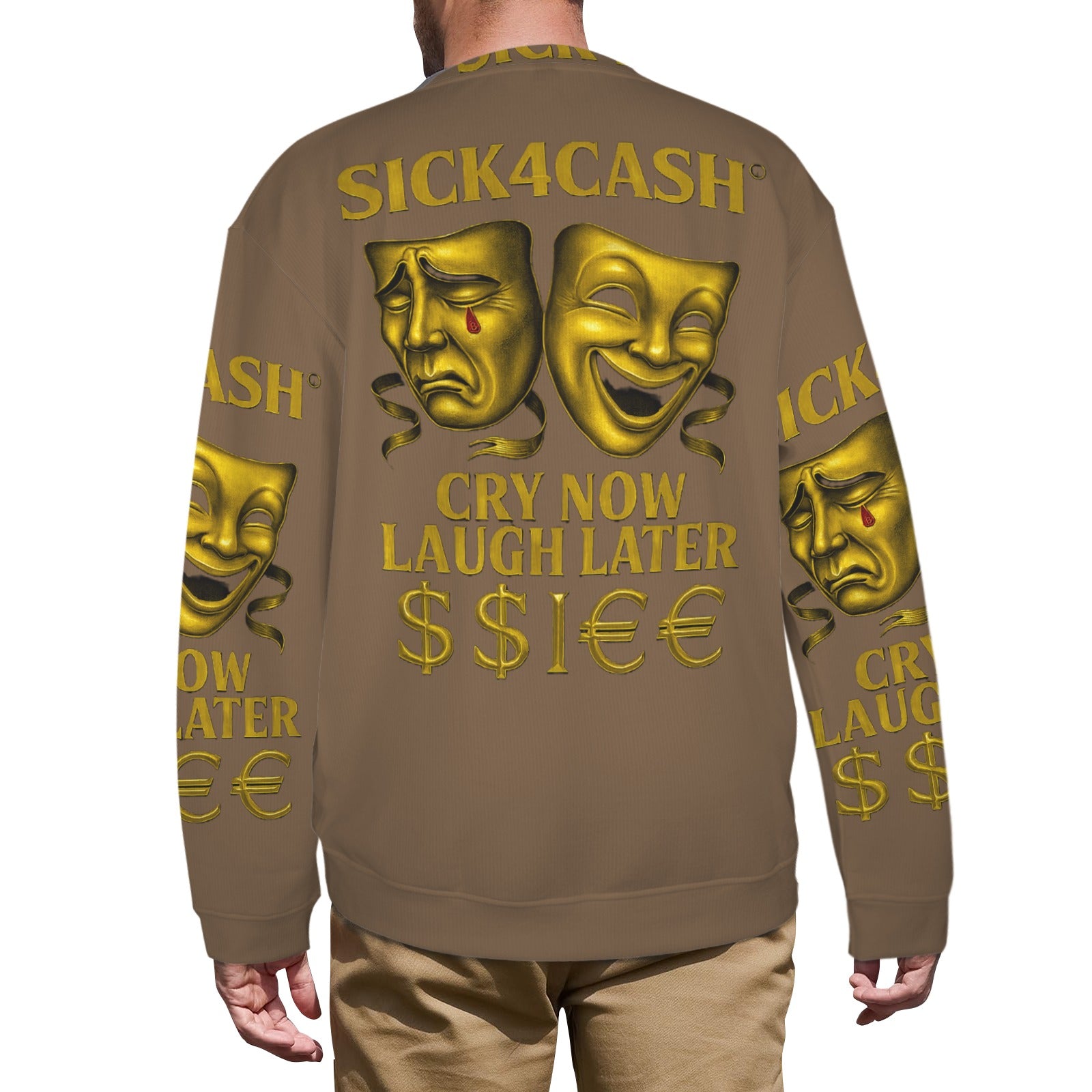 🧥 SICK4CASH® Legacy CRY NOW LAUGH LATER Sweater (Unisex | S–XL) This isn’t just a sweater—it’s a wearable archive. A tribute to the grind, the bloodline, and the payout. Upload your family photo, embed your legacy, and wear the movement.