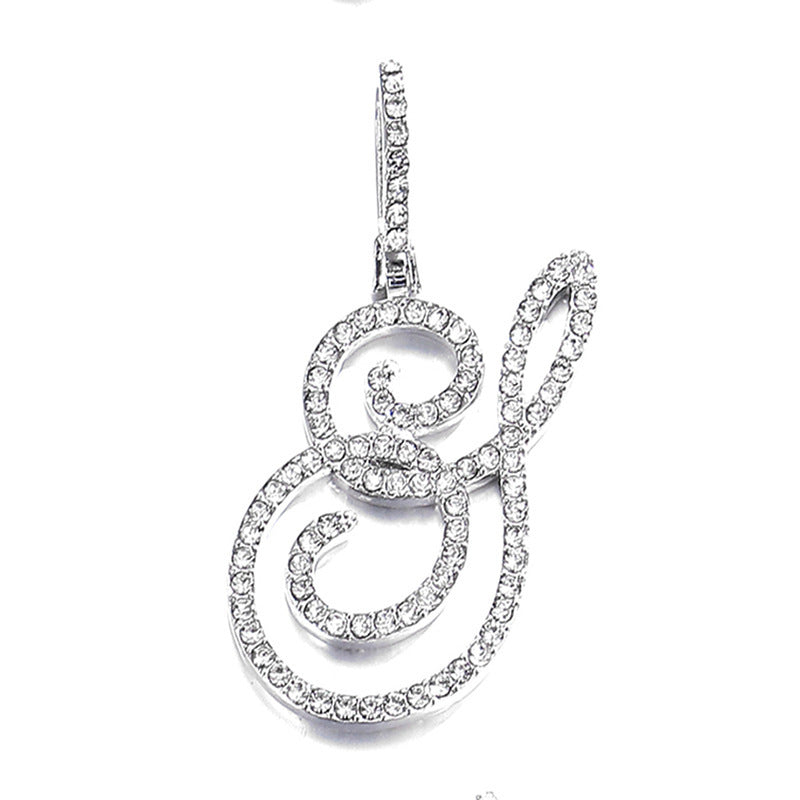 Hip Hop Grass Letter Pendant – Melon Seed Buckle Cuban Chain Accessory