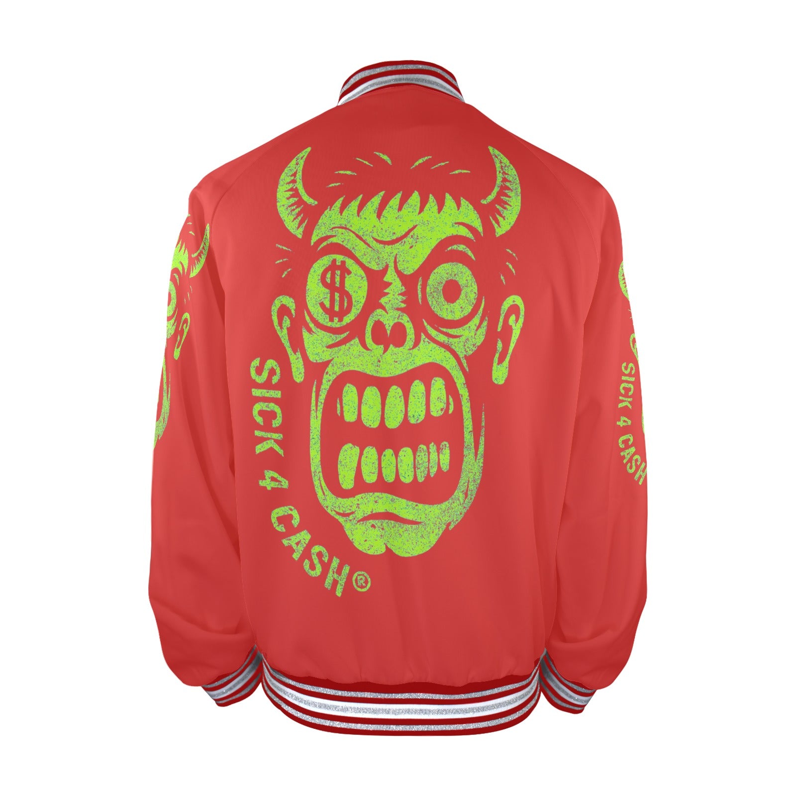 S4C CASH FACE™ Unisex Striped Trim Bomber Jacket – Halloween Edition