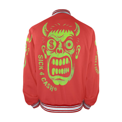 Unsex Striped Trim Bomber Jacket Halloween Collection  CASH FACE Bomber