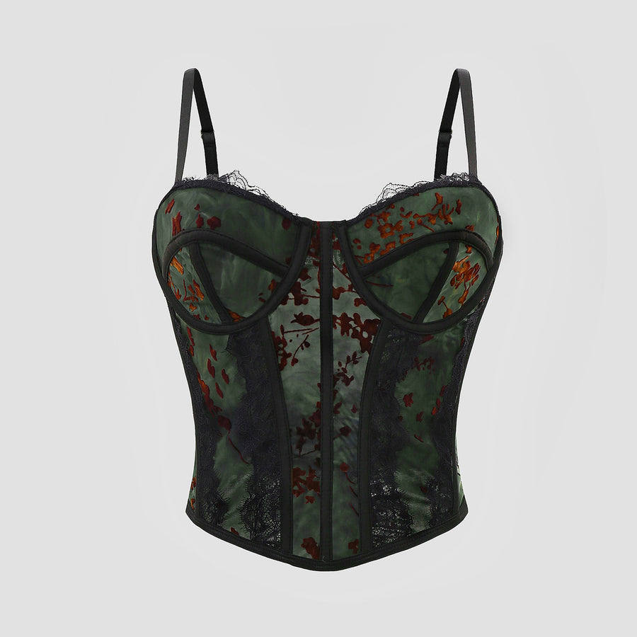 Sexy tight printed lace camisole