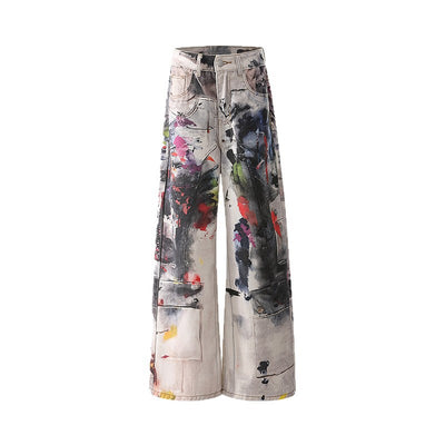 Women's Denim Pants Design Punk  Floor-Length Trousers for Men and Women
