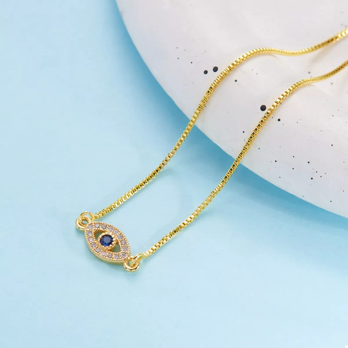 Gold-Plated Evil Eye Adjustable Bracelet