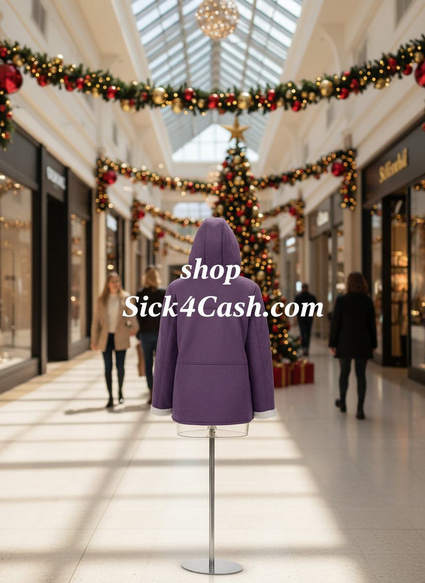 "Purple sherpa lined toggle coat with hood - new arrival"