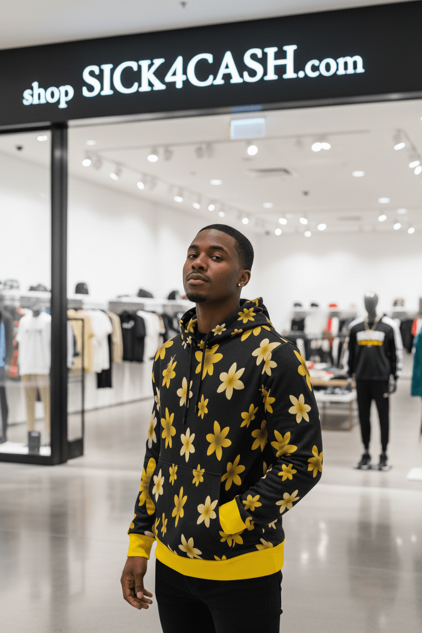 SICK4CASH Men's Long Sleeve Fleece Hoodie Banner