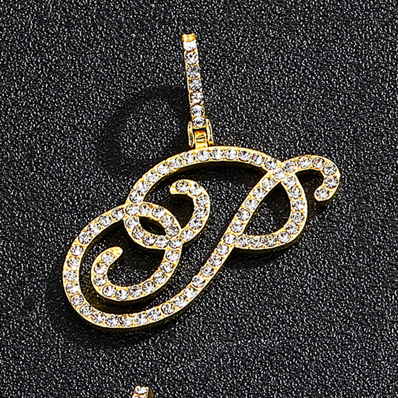 Hip Hop Grass Letter Pendant – Melon Seed Buckle Cuban Chain Accessory