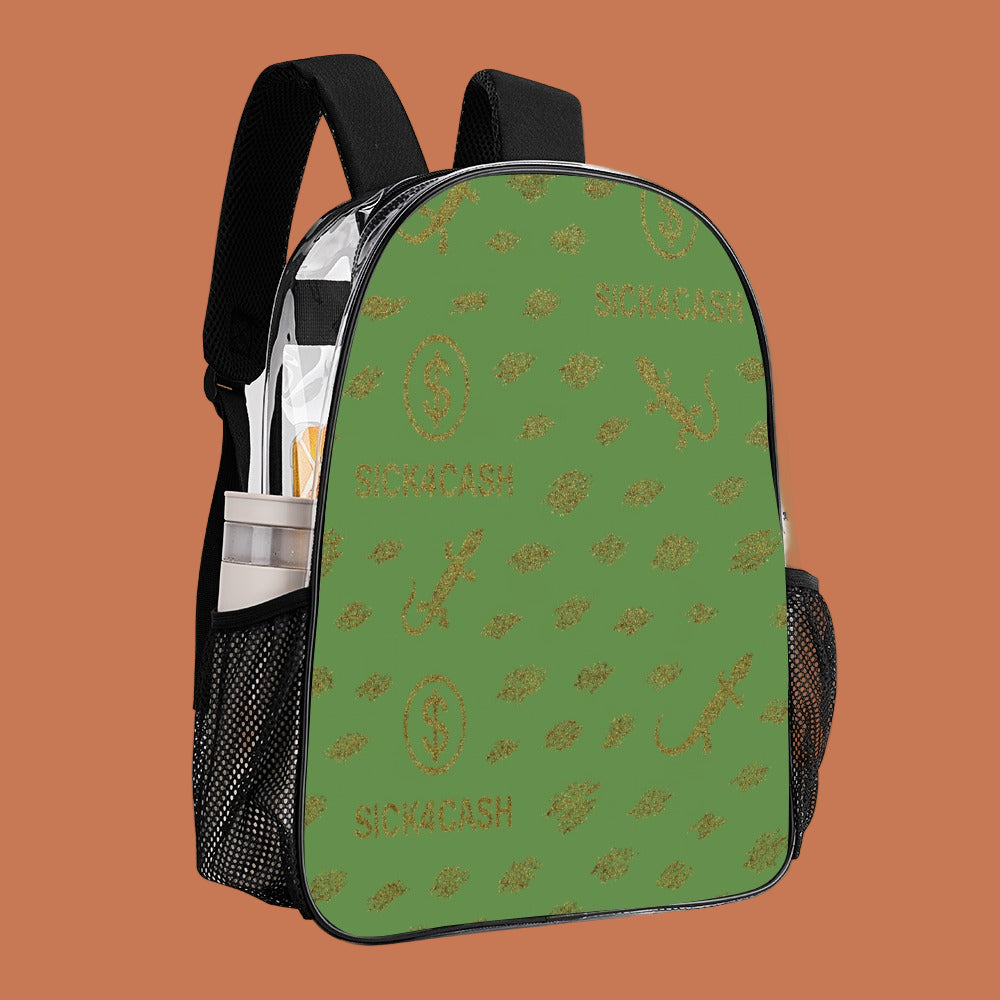 Sick 4 Cash Monogram Transparent Bag 17" — New Drop. No Secrets. All Hustle.