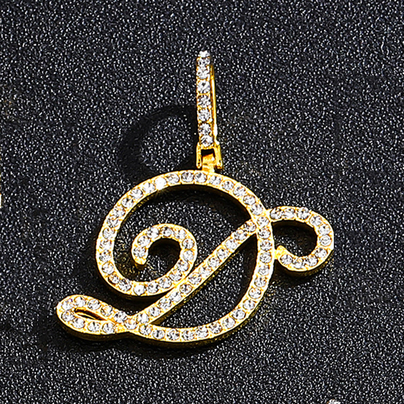 Hip Hop Grass Letter Pendant – Melon Seed Buckle Cuban Chain Accessory