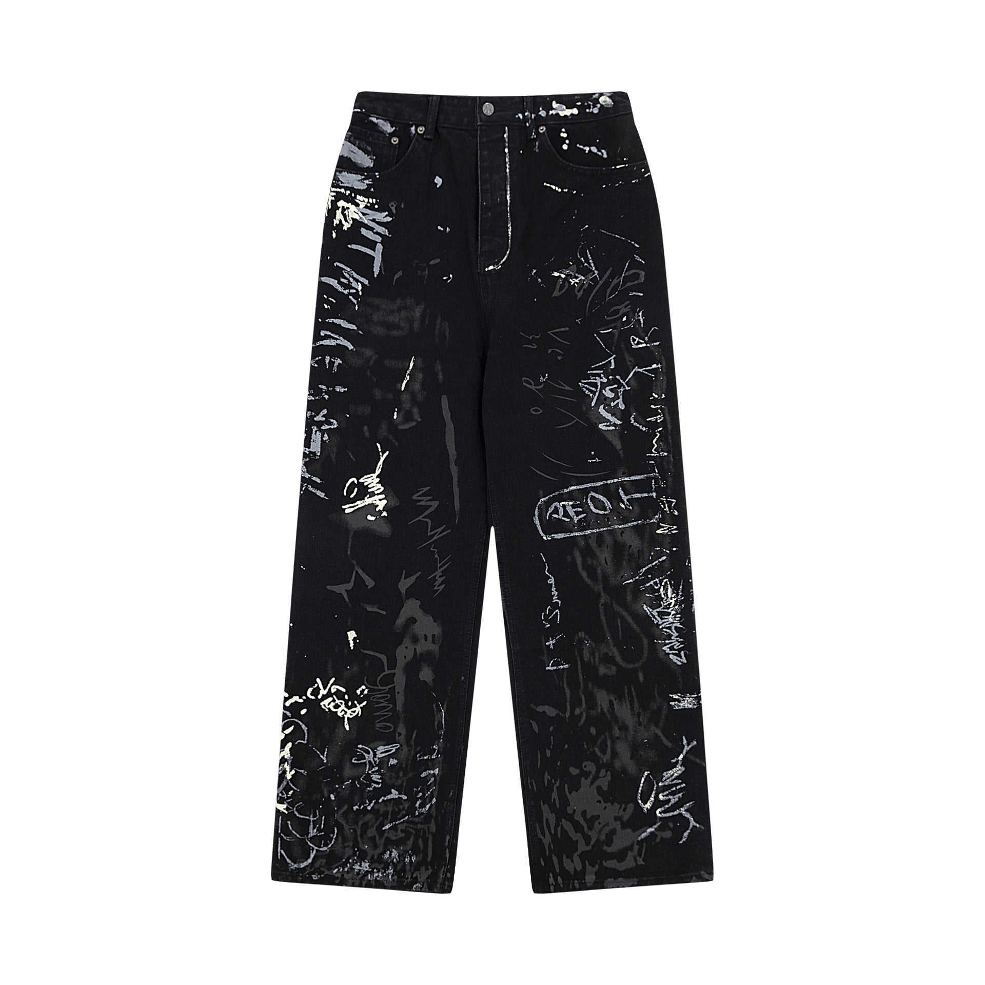 Men’s Graffiti Washed Denim Jeans – Streetwear with Attitude