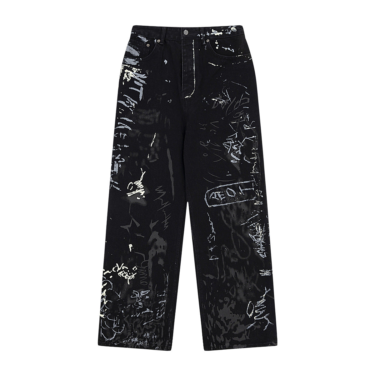 Men’s Graffiti Washed Denim Jeans – Streetwear with Attitude