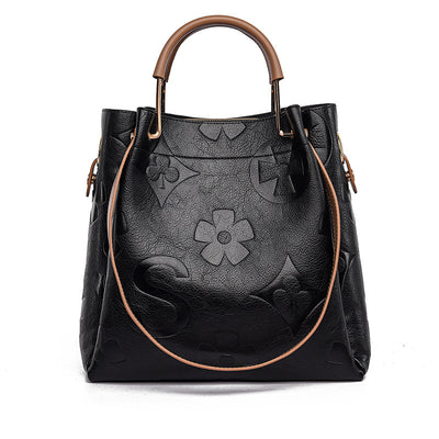 S4C  Women's Fashion Embossed Tote Bag Large Capacity Maternity Bucket Bag
