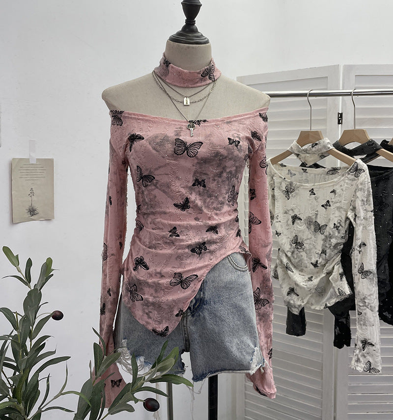 S4C Butterfly neck hanging long sleeved T-shirt top