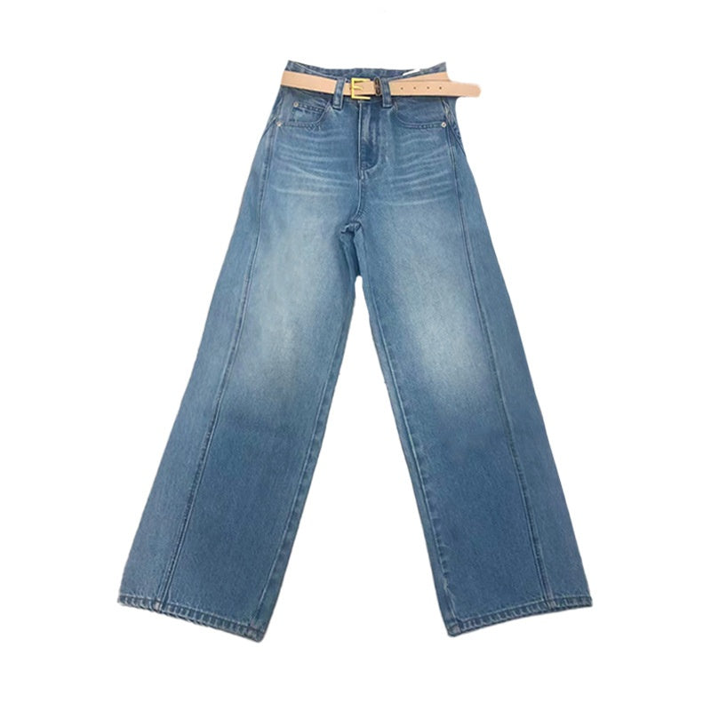 Tailored High-Waist Denim Pants – Women’s Slimming Wide-Leg Trousers with Vertical Fit Design