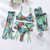 Lingerie Set with Gloves and Stockings - Mesh Printed Design