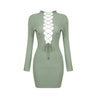 Women's Sexy Lace-Up Bodycon Bandage Dress – Green, Long Sleeve