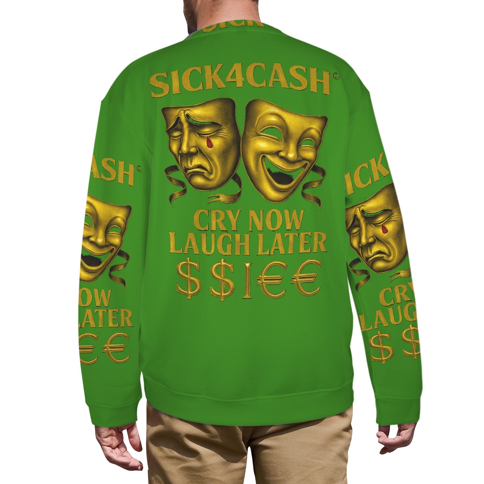 🧥 SICK4CASH® Legacy CRY NOW LAUGH LATER Sweater (Unisex | S–XL) This isn’t just a sweater—it’s a wearable archive. A tribute to the grind, the bloodline, and the payout. Upload your family photo, embed your legacy, and wear the movement.
